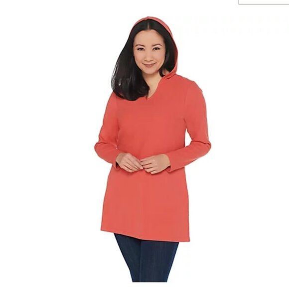 DENIM‎ & Co. Ribbed V-Neck Long- Sleeve Tunic with - Picture 1 of 6